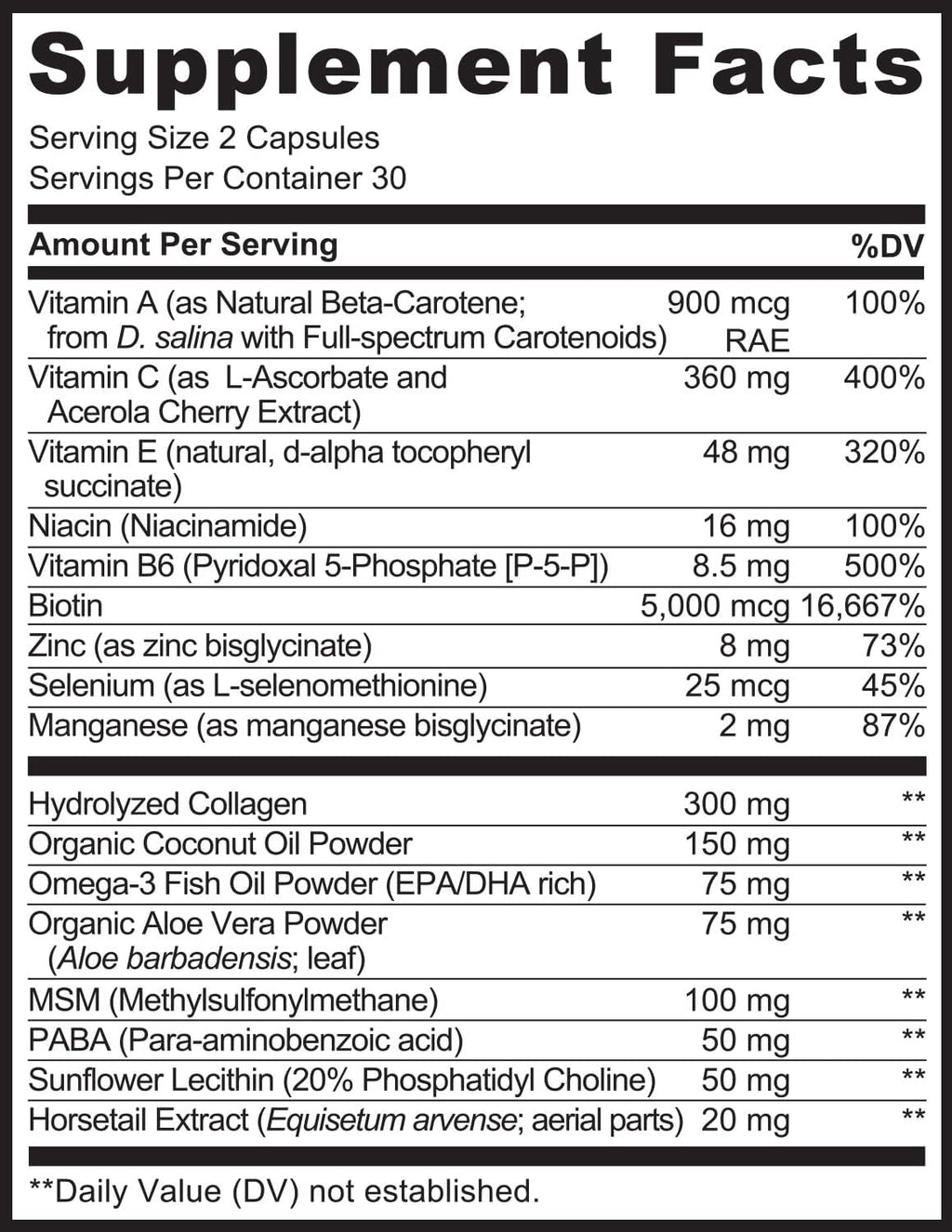 NATURELO Vitaminas para Cabello, Piel y Uñas - 5000 mcg Biotina, Colágeno, Vitamina E - 60 Cápsulas