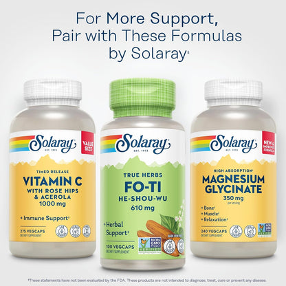 SOLARAY Fo-Ti Cápsulas - Suplemento Herbal Chino - 610 mg, 100 Cápsulas Vegetales – Image 6