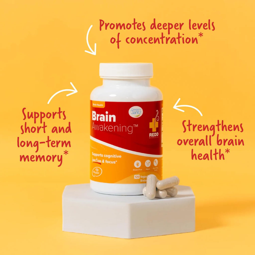 Redd Remedies Brain Awakening – Supports Cognitive Function and Focus, 120 Vegan Capsules