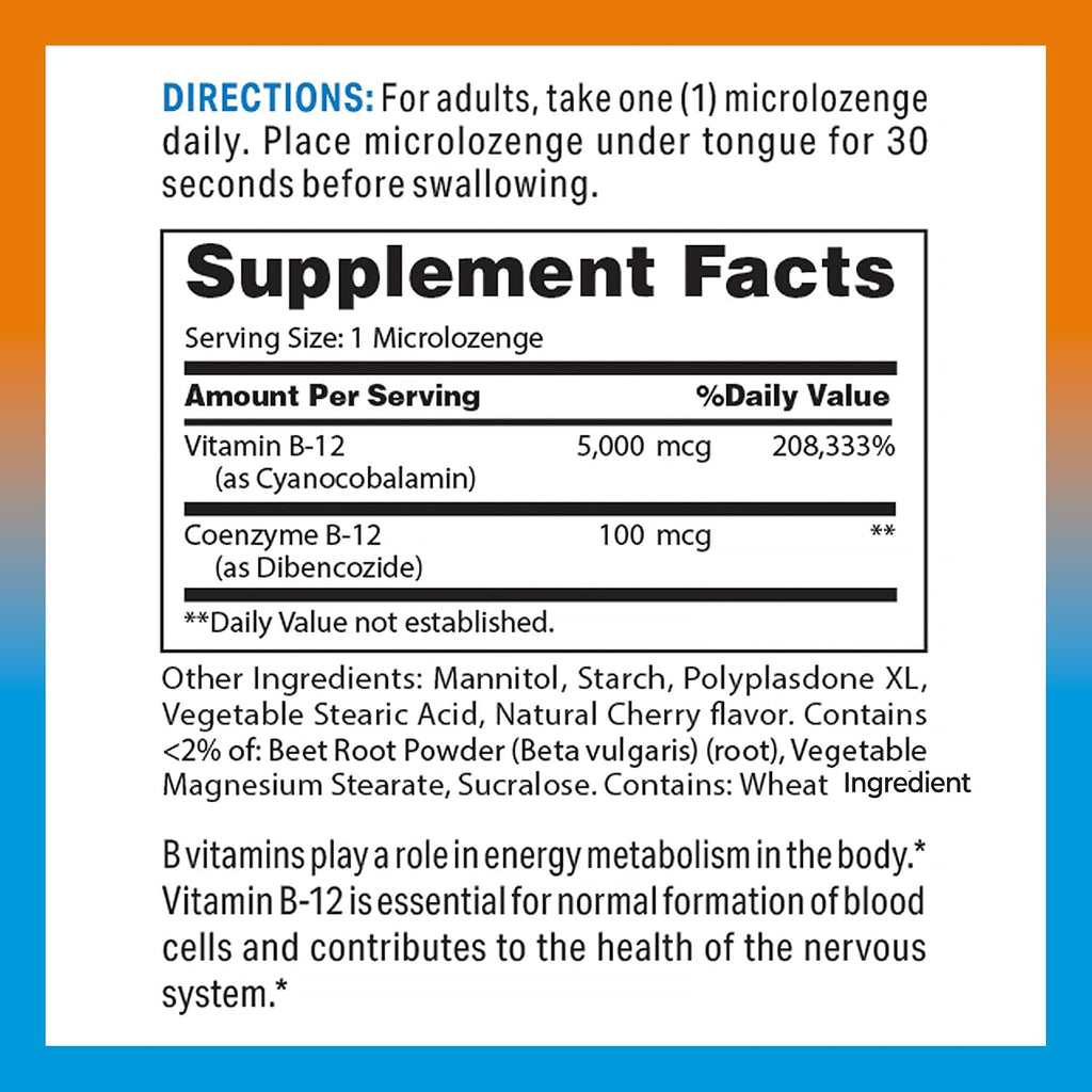 Vitamin World Vitamina B-12 5000 mcg Sublingual 60 Microtabs