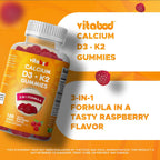 Vitabod Vitamin D3 + K2 Gummies – Gominolas Veganas de Frambuesa – 180 uds