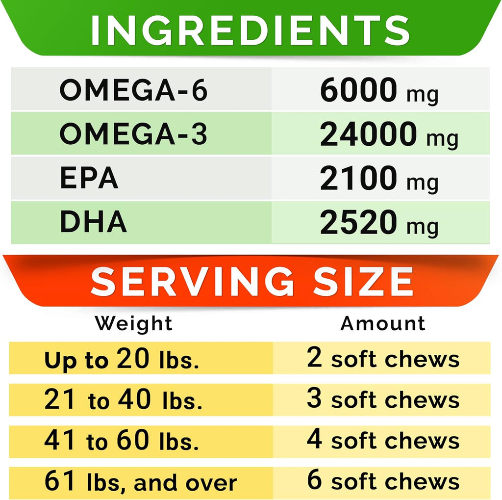StrellaLab Omega 3 para Perros - 180 Golosinas de Aceite de Pescado - Suplemento para la Piel y el Pelaje - Sabor a Salmón Ahumado