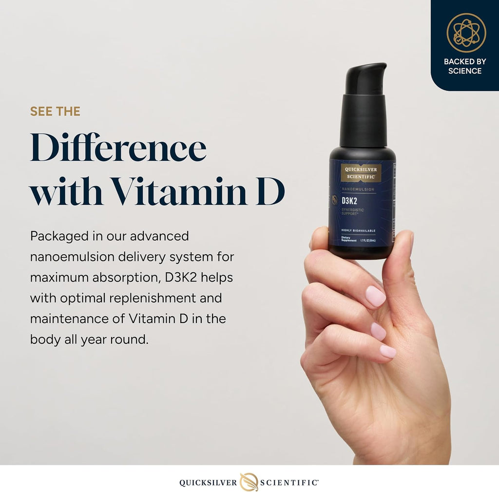 Quicksilver Scientific Nanoemulsified D3K2 - Vitamina D3 + K2 MK-7 Liposomal 2500 UI