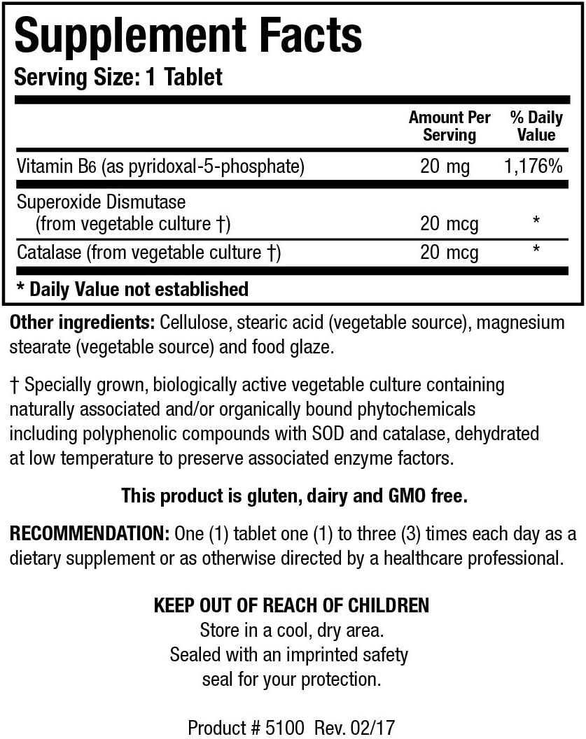 Biotics Research B6 Fosfato – Forma Biológicamente Activa de Vitamina B6 (Piridoxal-5-Fosfato), 100 Comprimidos