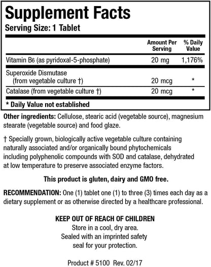 Biotics Research B6 Fosfato – Forma Biológicamente Activa de Vitamina B6 (Piridoxal-5-Fosfato), 100 Comprimidos – Image 2
