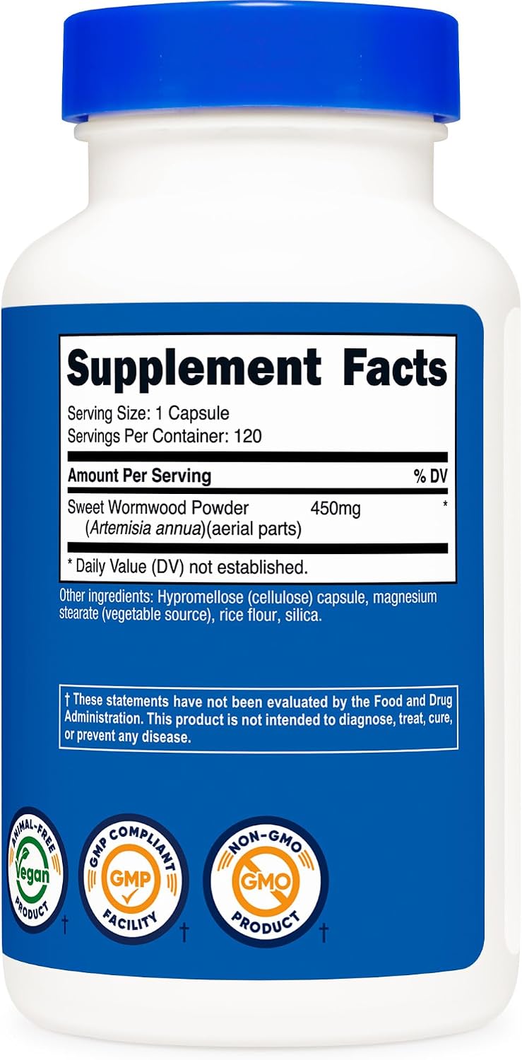 Cápsulas de Artemisa Dulce (Sweet Wormwood) 450 mg - 120 Cápsulas - Nutricost