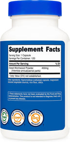 Cápsulas de Artemisa Dulce (Sweet Wormwood) 450 mg - 120 Cápsulas - Nutricost