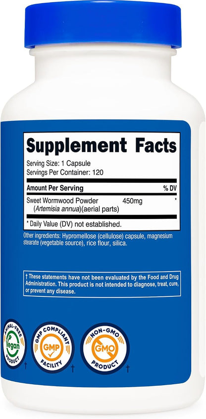 Cápsulas de Artemisa Dulce (Sweet Wormwood) 450 mg - 120 Cápsulas - Nutricost – Image 5