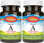 Carlson - Vitamina A Solubilizada, 10000 UI (3000 mcg EAR), Hidrosoluble, Salud Visual, 100 Cápsulas Blandas