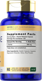 Carlyle L-Serina 500 mg | 120 Cápsulas | Complemento Alimenticio Sin Gluten