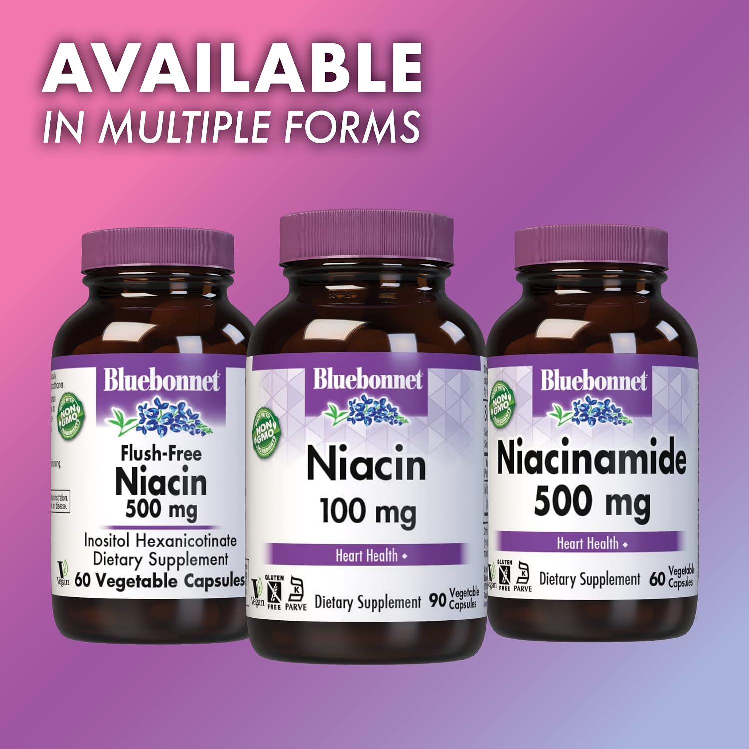Bluebonnet Niacin 100mg - Vitamin B3 (Nicotinic Acid) - Flush Supplement - 90 Vegetable Capsules