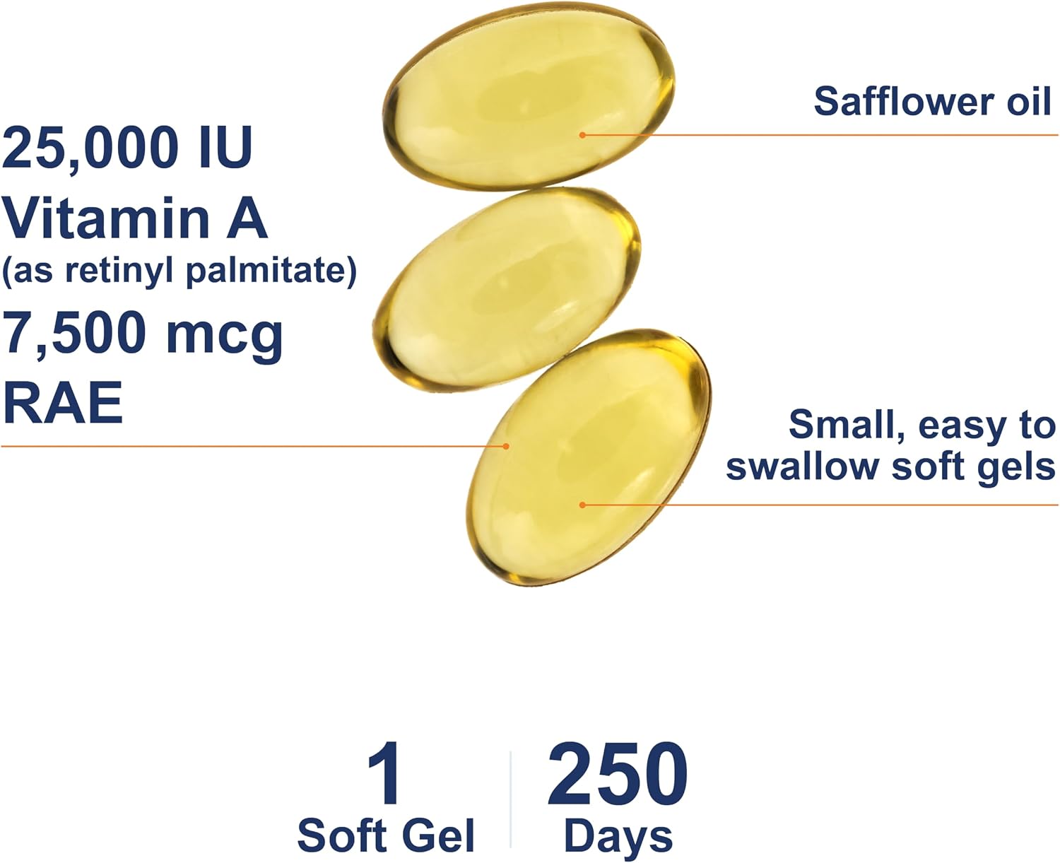 Carlson - Vitamina A, 25000 UI (7500 mcg RAE), 250 Cápsulas Blandas