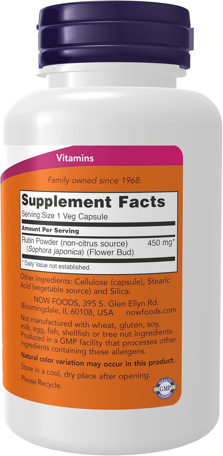 NOW Foods, Rutina (Sophora japonica) 450 mg, 100 Cápsulas Vegetales