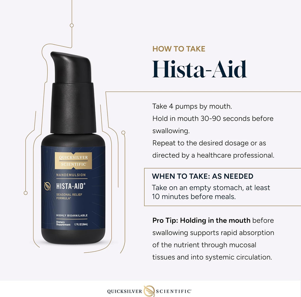 Quicksilver Scientific Nanoemulsified Hista-Aid - Flavonoides para niveles saludables de histamina - Vitamina C liposomal, DIM, Luteolina y Quercetina (50 ml)