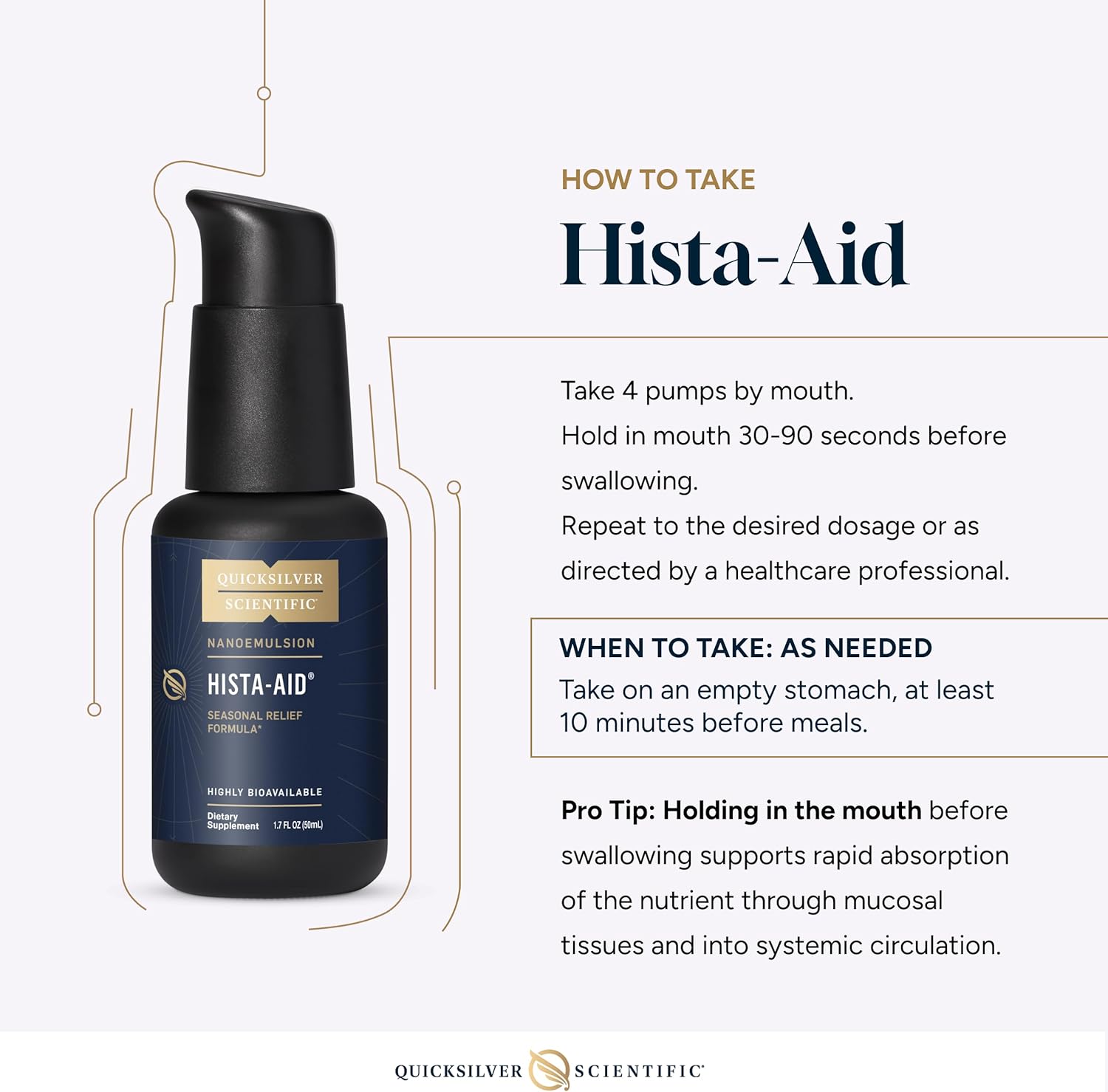 Quicksilver Scientific Nanoemulsified Hista-Aid - Flavonoides para niveles saludables de histamina - Vitamina C liposomal, DIM, Luteolina y Quercetina (50 ml)