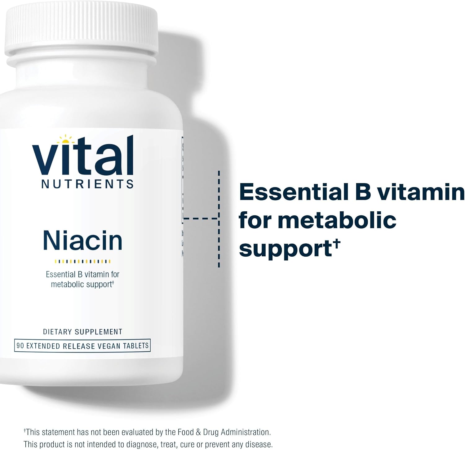 Vital Nutrients Niacin 500mg - Slow Release - 90 Tablets