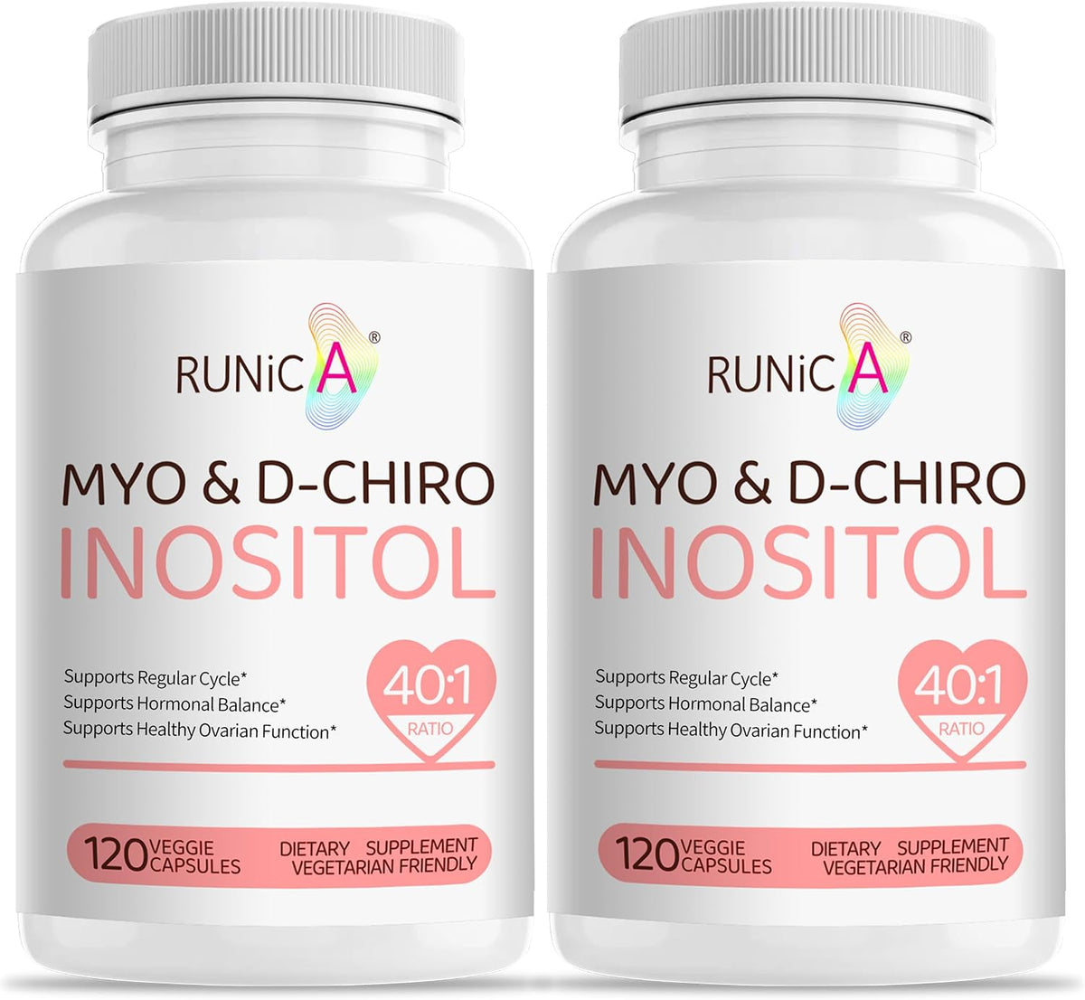 RUNICA Myo-Inositol y D-Chiro Inositol (Proporción 40:1) - 240 Cápsulas, Pack para 60 Días – Image 1