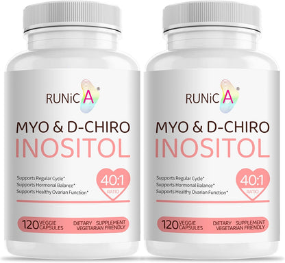 RUNICA Myo-Inositol y D-Chiro Inositol (Proporción 40:1) - 240 Cápsulas, Pack para 60 Días – Image 1