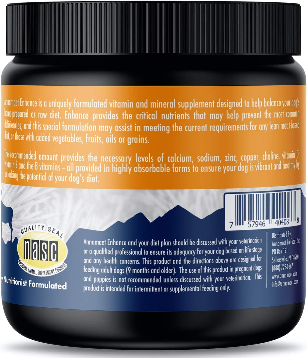 Annamaet Enhance Complemento Vitamínico y Mineral para Perros - Dietas Caseras y Crudas, 240g