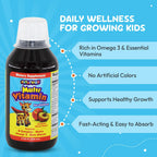 GirafKids Multivitamínico Líquido para Niños (237 ml) - con Biotina, Vitamina A, Complejo B, Ácido Fólico, Omega-3 y Beta Glucano
