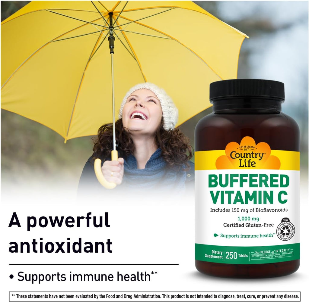 Country Life Vitamina C Tamponada 1000 mg con Bioflavonoides - 250 Comprimidos
