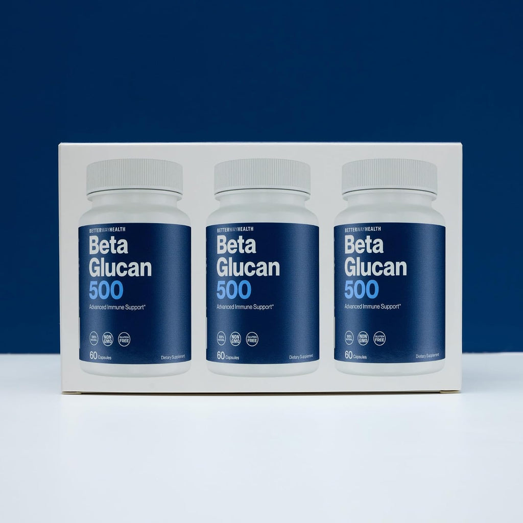 Better Way Health - Beta Glucano 1,3/1,6 Altamente Purificado 500mg - 180 Cápsulas (Pack de 3)