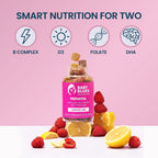 Baby Blues Gominolas Prenatales – Multivitamínico con DHA y Ácido Fólico, Sin Hierro, Sabor Limonada de Frambuesa (60 Gominolas)