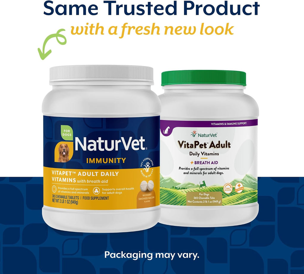 NaturVet Vita Pet Adult Plus Breath Aid - Comprimidos masticables de liberación prolongada para perros - 365 unidades