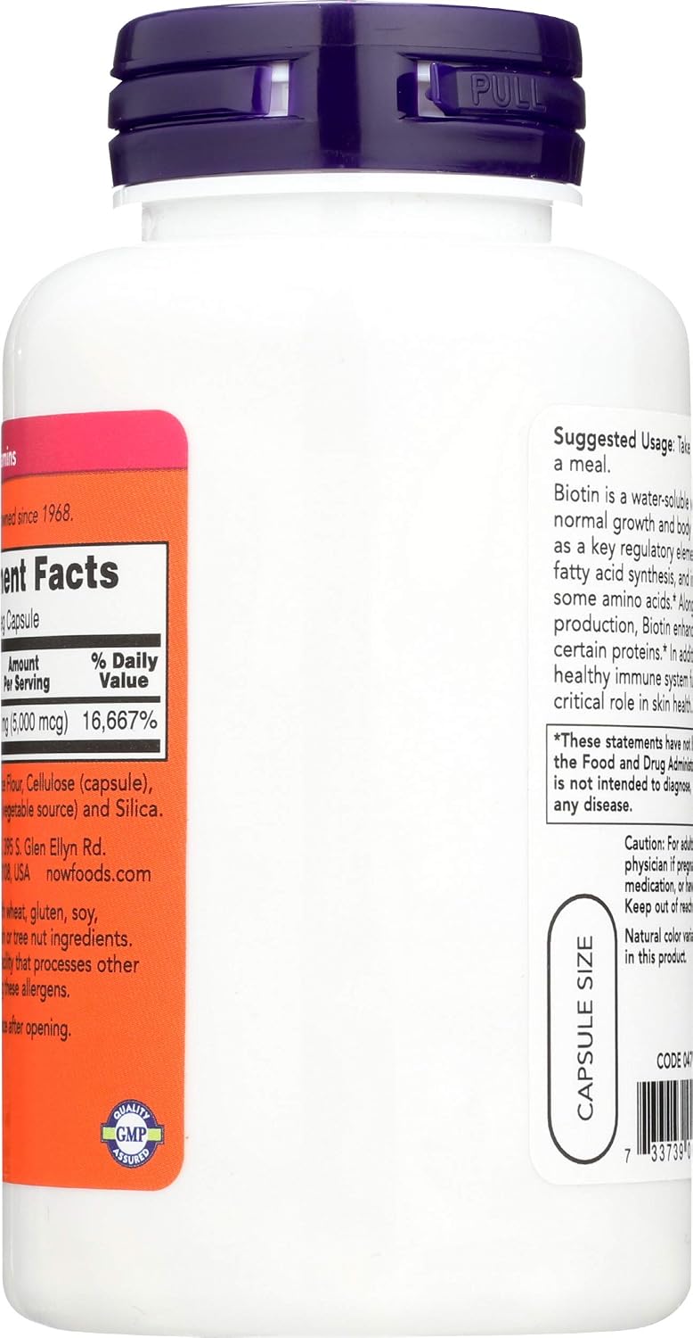 NOW Biotina 5.000 mcg - 120 VCaps (Pack de 2)