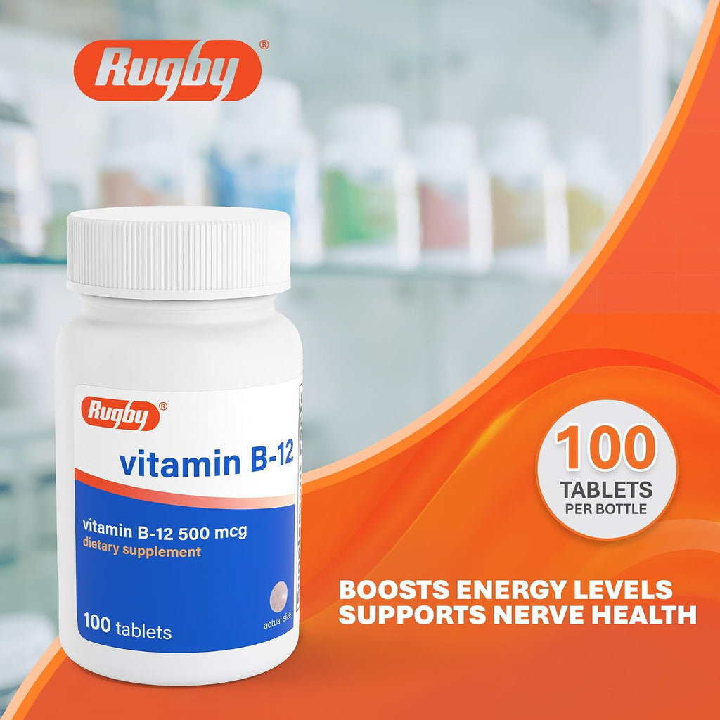 Vitamina B12 500 mcg - Complemento Sin Gluten, 100 Comprimidos
