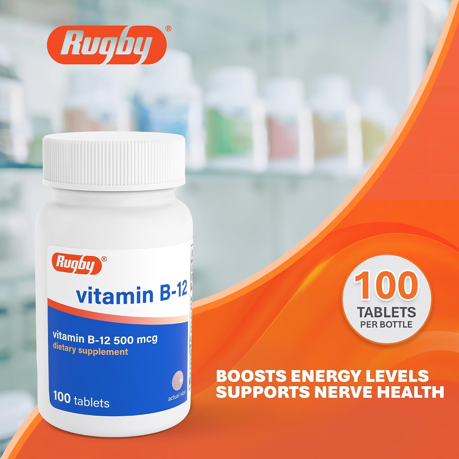 Vitamina B12 500 mcg - Complemento Sin Gluten, 100 Comprimidos
