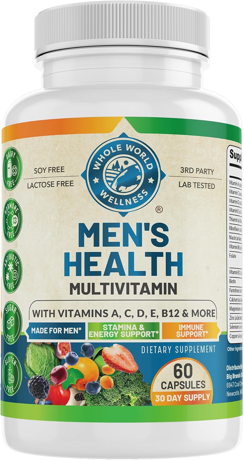 Whole World Wellness Multivitamínico Diario para Hombres - 30+ Nutrientes, Energía y Rendimiento