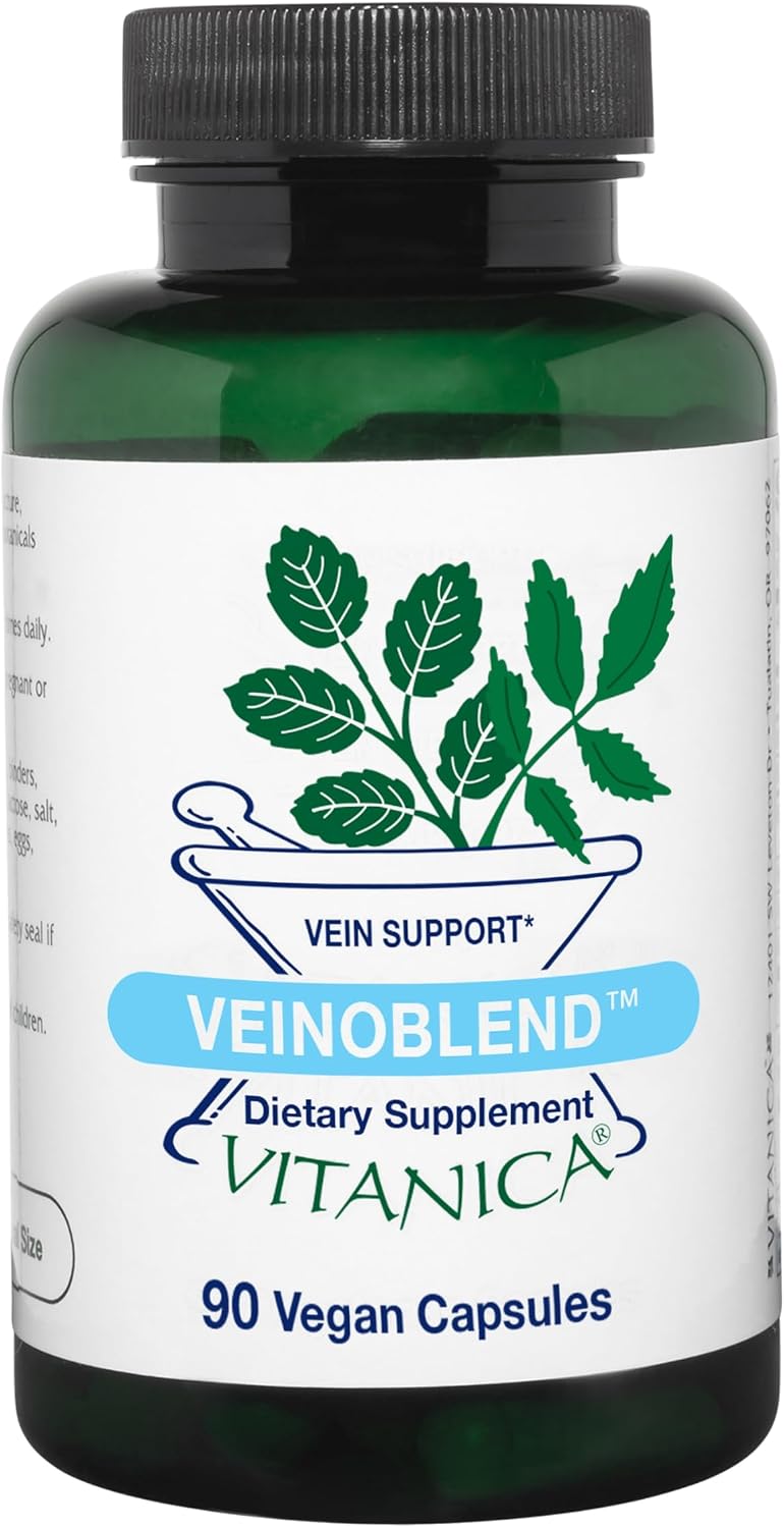 Vitanica VeinoBlend - Suplemento Circulatorio con Bromelina, Castaño de Indias, Centella Asiática, Rusco y Vitamina C - 90 Cápsulas