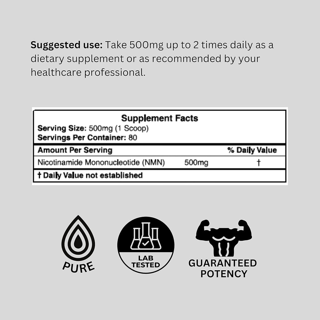 Probase Nutrition Longevity Pure NMN Powder 40 Gramos - Polvo de Nicotinamida Mononucleótido