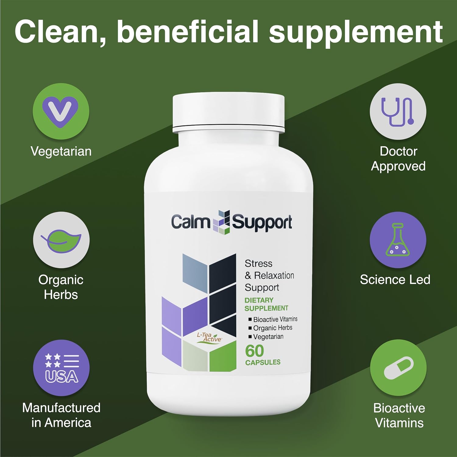CalmSupport: Complemento para el Estrés y la Relajación - Ashwagandha, Valeriana, GABA - 60 Cápsulas