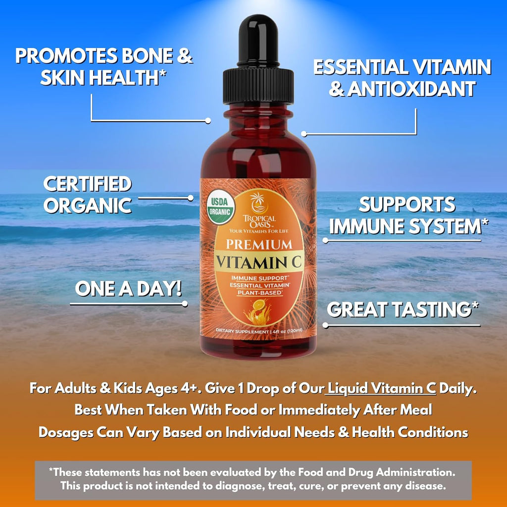 Tropical Oasis USDA Organic Liquid Vitamin C Drops - 60 Servings