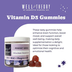 WELL THEORY D3 Gummy - Gominolas con Vitamina D3, Magnesio y B12 - Sabor Fresa - 30 Gominolas Veganas