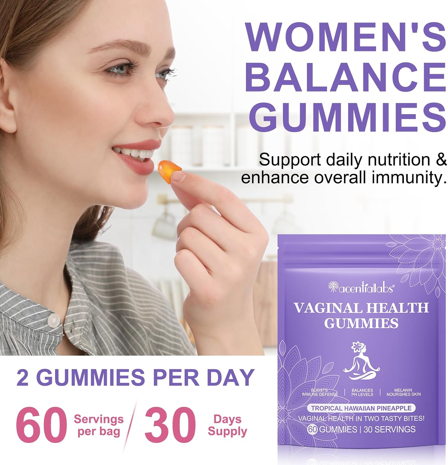 Gomitas Probióticas Vaginales Vital Source - Equilibrio pH Femenino - 60 Gomitas