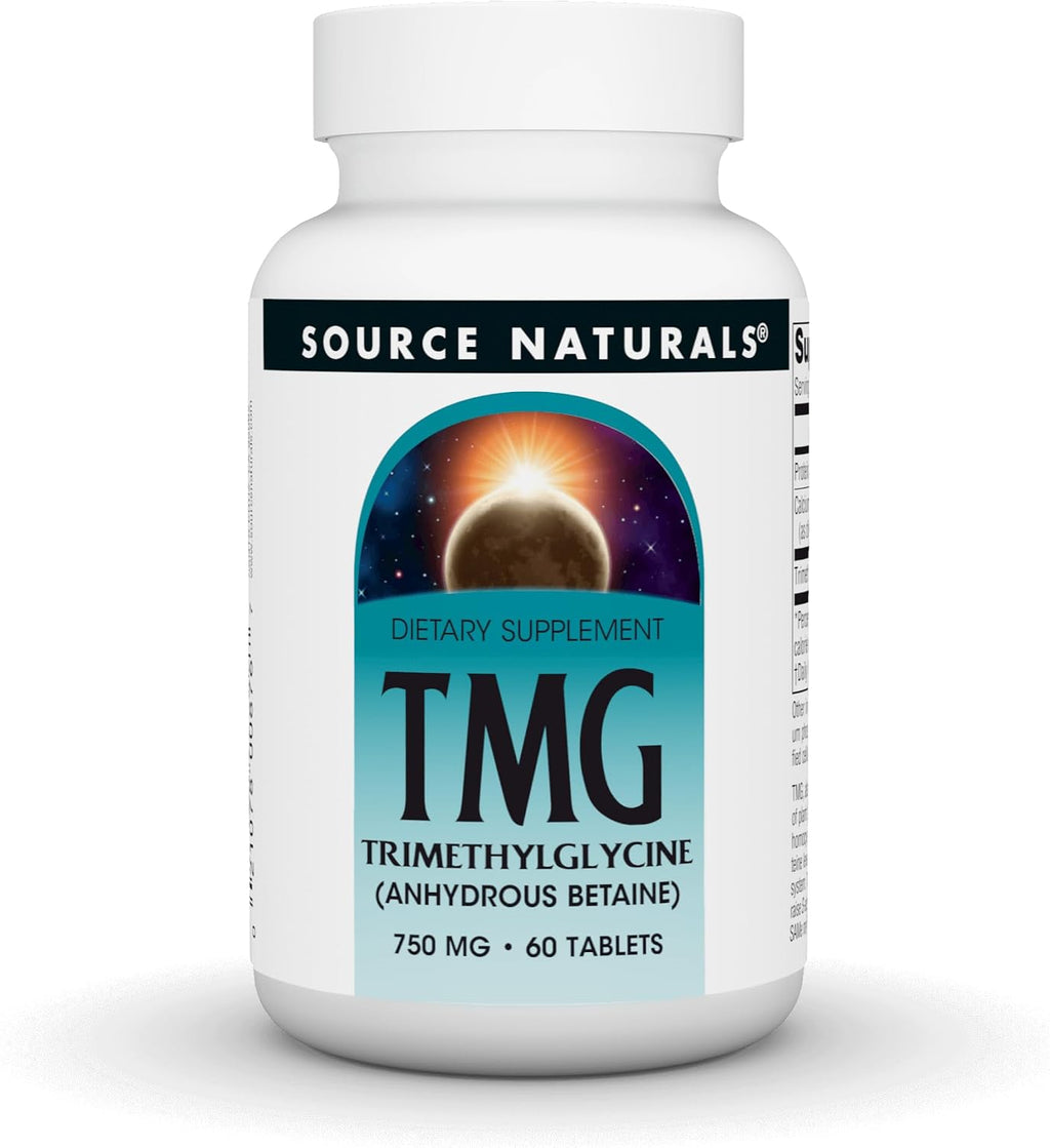 Source Naturals TMG - Trimetilglicina (Betaína Anhidra) 750 mg - 60 Comprimidos Vegetarianos