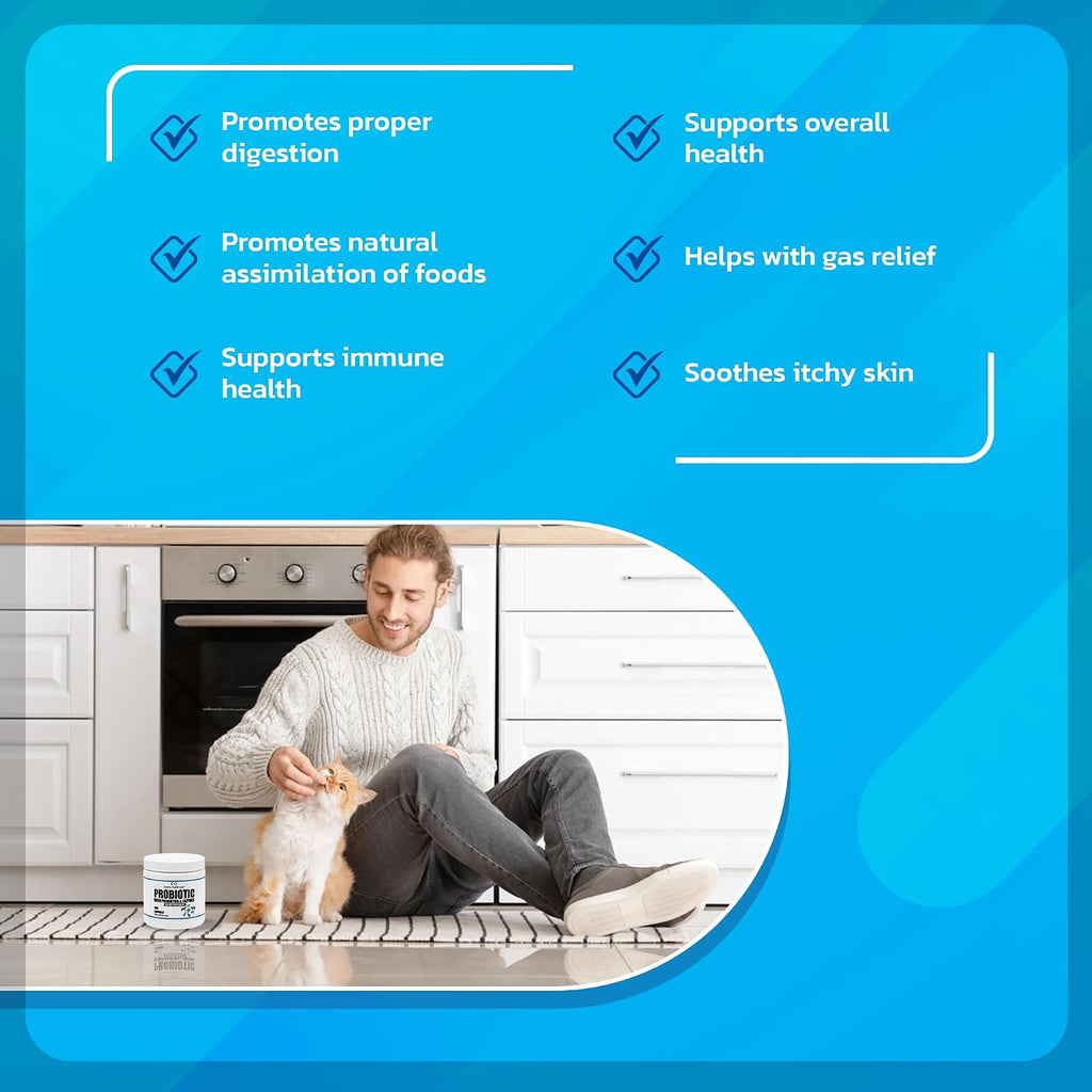 Probióticos para Perros y Gatos - Polvo Prebiótico y de Enzimas Formulado por Veterinarios para la Salud Digestiva, Intestinal e Inmunitaria - 1600 Dosis (400 g)