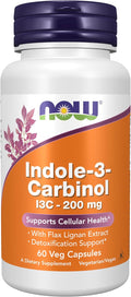 NOW Foods Indole-3-Carbinol 200 mg con Extracto de Lignano de Lino, 60 Cápsulas Veganas