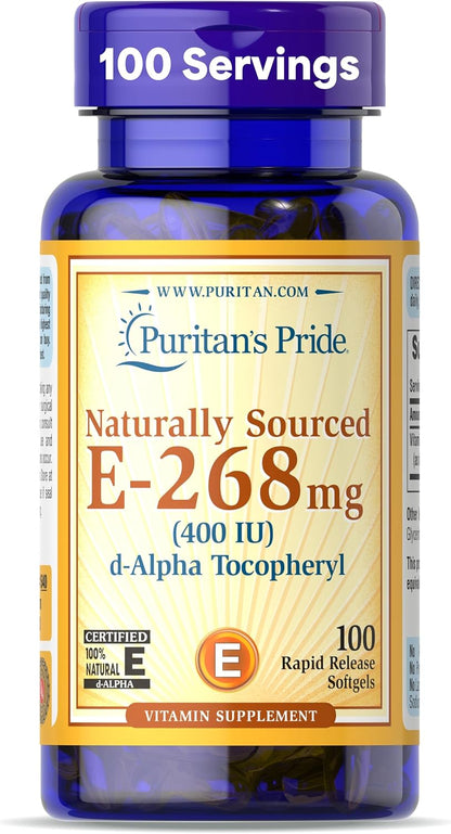 Puritan's Pride Vitamina E 268 mg (400 UI) – Protección de las células frente al daño oxidativo: Neutraliza los – Image 1