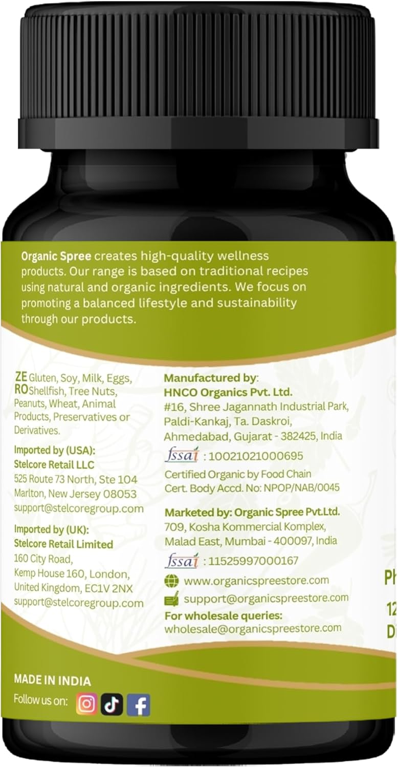 ORGANIC SPREE Tabletas de Amla Orgánico - 1200 mg por dosis - Grosella Espinosa India, Suplemento Rico en Vitamina C, Apoya el Sistema Inmunitario, 120 Tabletas