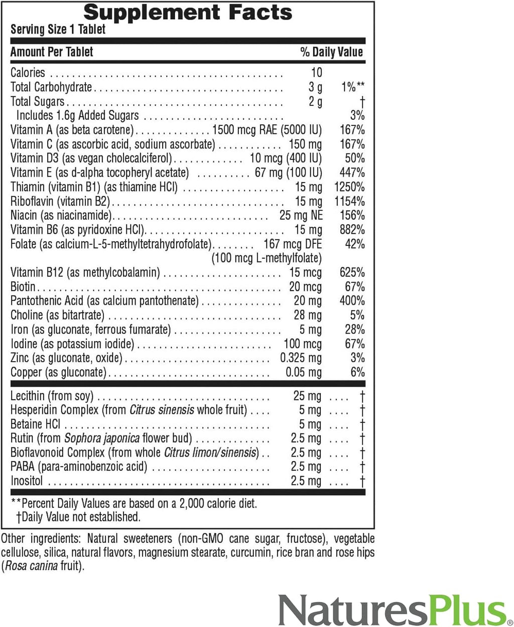 NaturesPlus Multivitamínico Masticable para Adultos, Sabor Piña - 180 Comprimidos