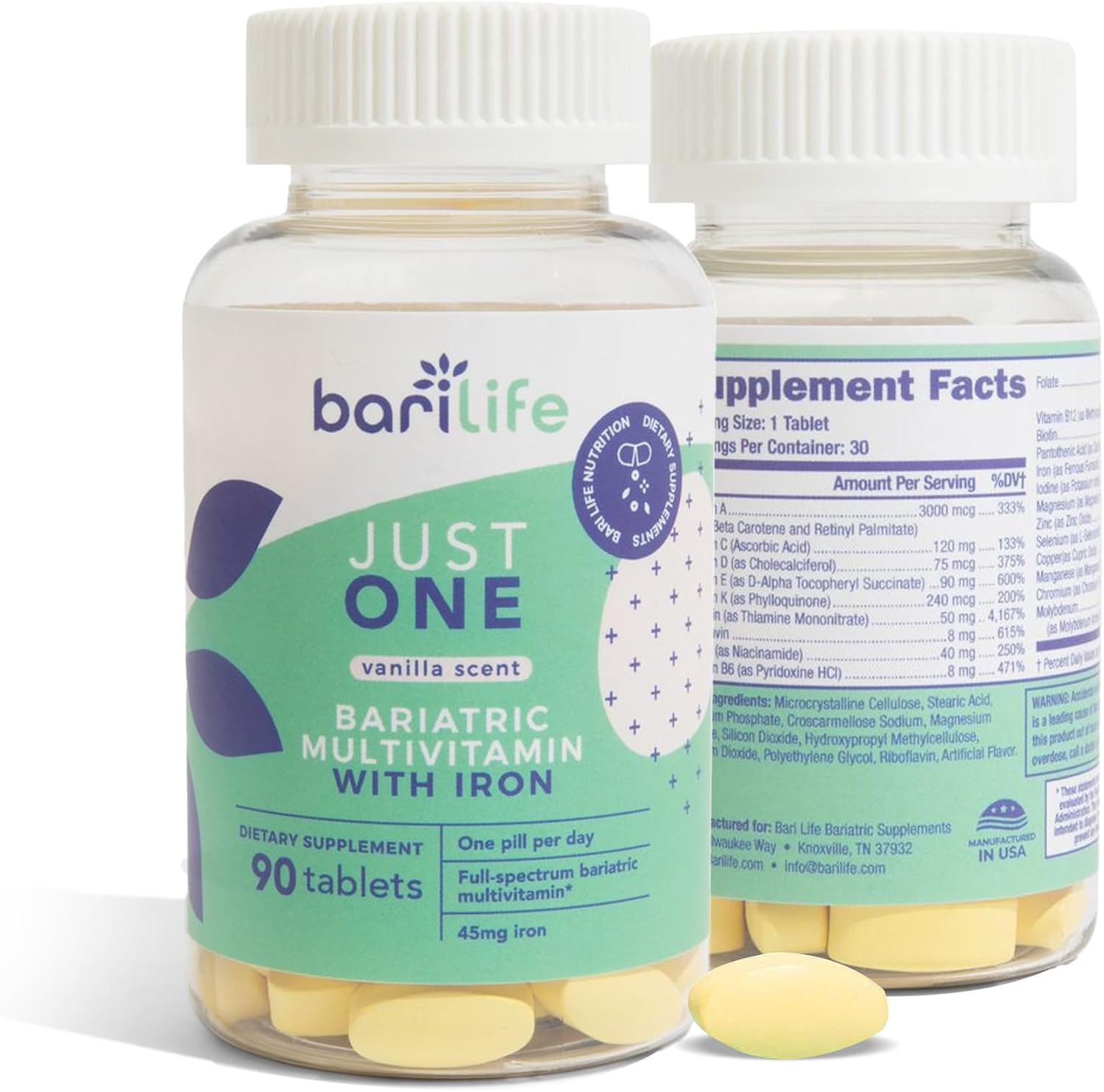 Just One - Multivitamínico Bariátrico Diario con Hierro, 90 Comprimidos