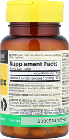 MASON NATURAL Vitamina K1, 100 mcg, 100 Comprimidos