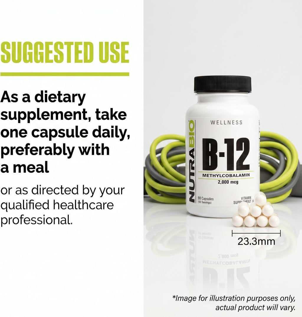 NutraBio Methyl B-12 2000mcg – 90 Cápsulas Vegetales