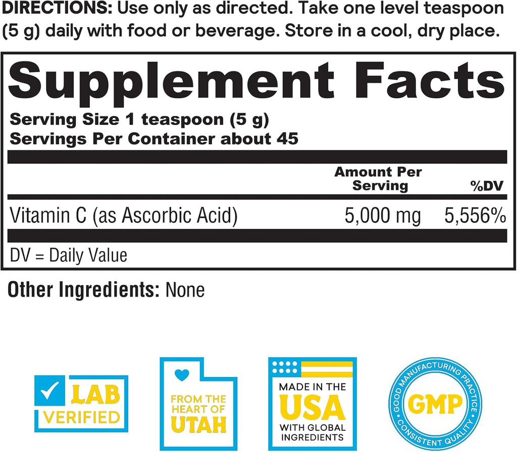 Nature's Life Cristales de Vitamina C Pura - 5000 mg de Vitamina C por Porción