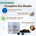 Natural Dog Company Probióticos para Perros – Masticables con 1B UFC, Cepas Microencapsuladas, Prebióticos y Enzimas para la Salud Digestiva, 45 unidades