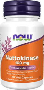 Nattokinasa 100 mg, 2000 FU - 60 Cápsulas Veganas - NOW Foods